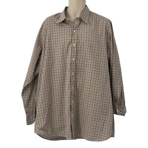 Hamilton‎ 1883 Men's Long Sleeve Button Down Shirt Brown Gingham Check Size XL